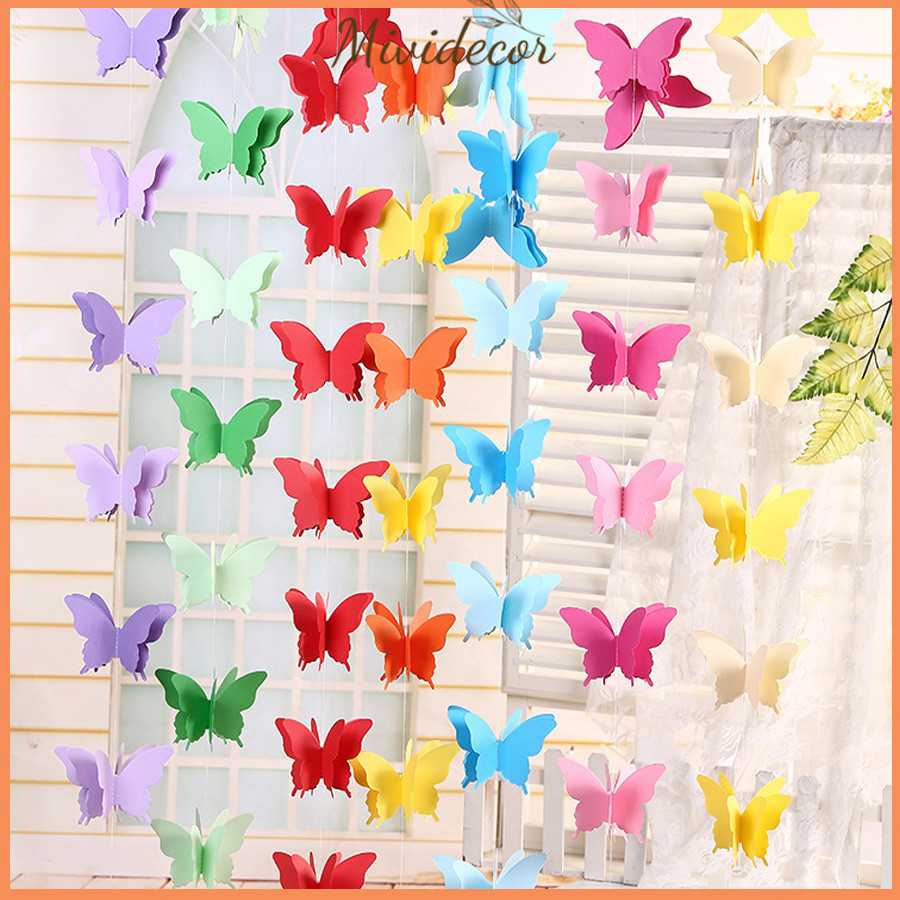Dây treo trang trí hình bướm 3D bằng giấy DIY được chọn màu - FE123