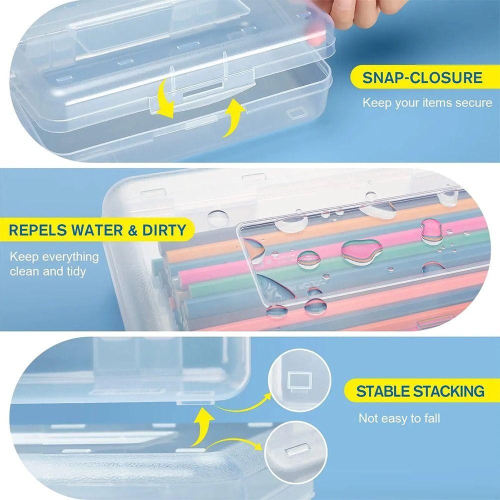 Bút chì GETVOW, Hộp bút dung lượng lớn trong suốt, Bút đánh dấu đa chức năng bằng nhựa chất lượng cao Tổ chức văn phòng trường học