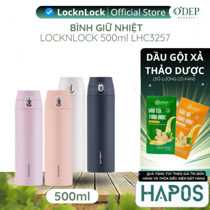 Bình giữ nhiệt nắp bật 500ml LocknLock siêu nhẹ Chính hãng giữ nhiệt lâu đến 24h LHC3257 - HAPOS HOME