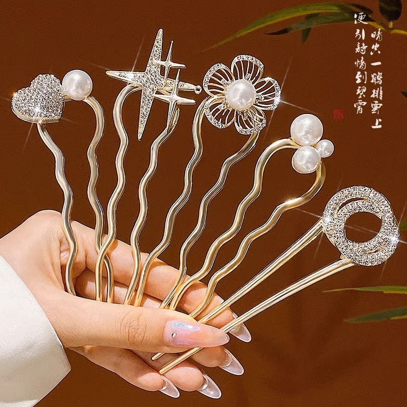 [Phong cách mới] Kẹp tóc hình chữ u ngọc trai cao cấp - Dụng cụ làm đẹp tiện lợi