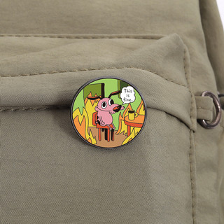 Hoạt Hình COURAGE The Cowardly Dog Men Trâm Pin Kim Loáng Ba Lô Phụ Kiện Quà Tặng Cho Bạn Bè