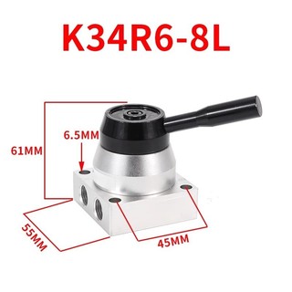 Linh Kiện Khí Nén K34R6-8D Van Điều Khiển 4 Chiều Tay Xoay 3 Vị Trí Cho Xi Lanh BZ4S