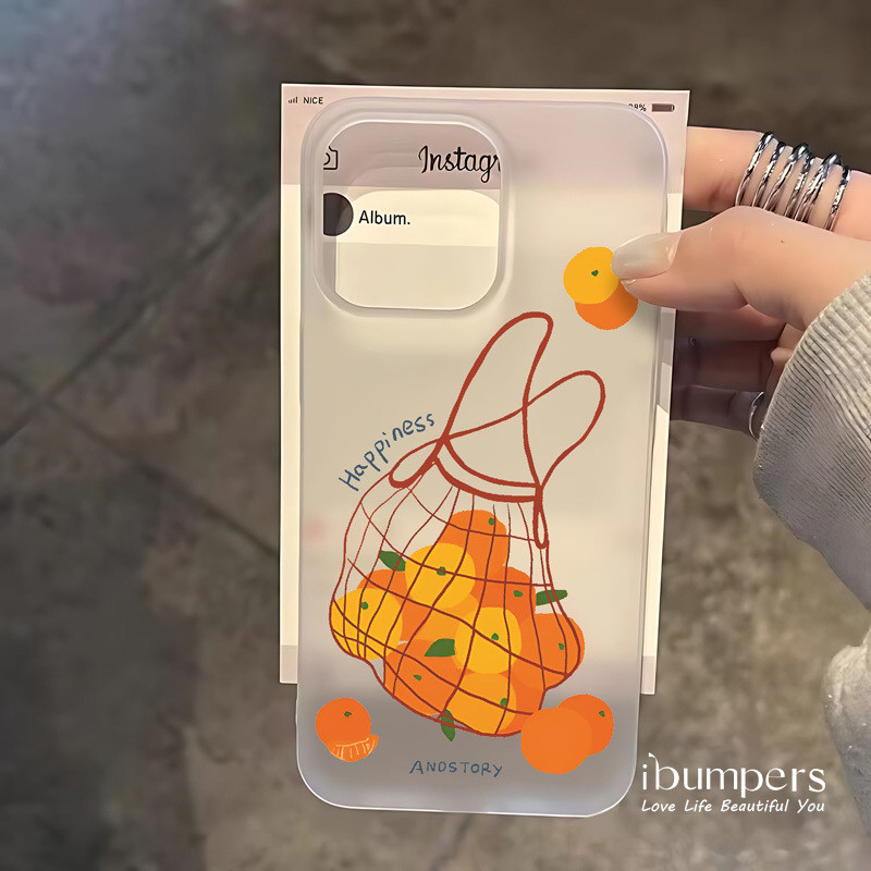 ibumpers Ốp Điện Thoại iPhone Hoạt Hình Dễ Thương Họa Tiết Trái Cây Ốp Lưng Trong Suốt Nhám Mờ Chống Bẩn Chống Sốc Cho IPhone 16 15 14 12 13 11 Pro Max IP 7 8 Plus X XS XR