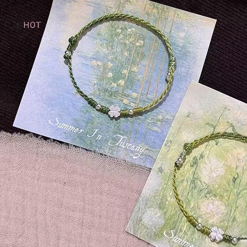 JULYHOT Xanh Bốn Lá Cỏ Ba Lá Handmade Dây Vòng Tay Tinh Tế May Mắn Lắc Tay Trang Sức Quà Tặng Massivedeals