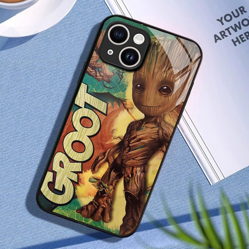 Ốp điện thoại kính cường lực Guardians of the Galaxy groot 02 cho IPhone 16 15 14 13 12 11 Pro XS Max Plus Mini X XR 8 7 6s SE2 / 3