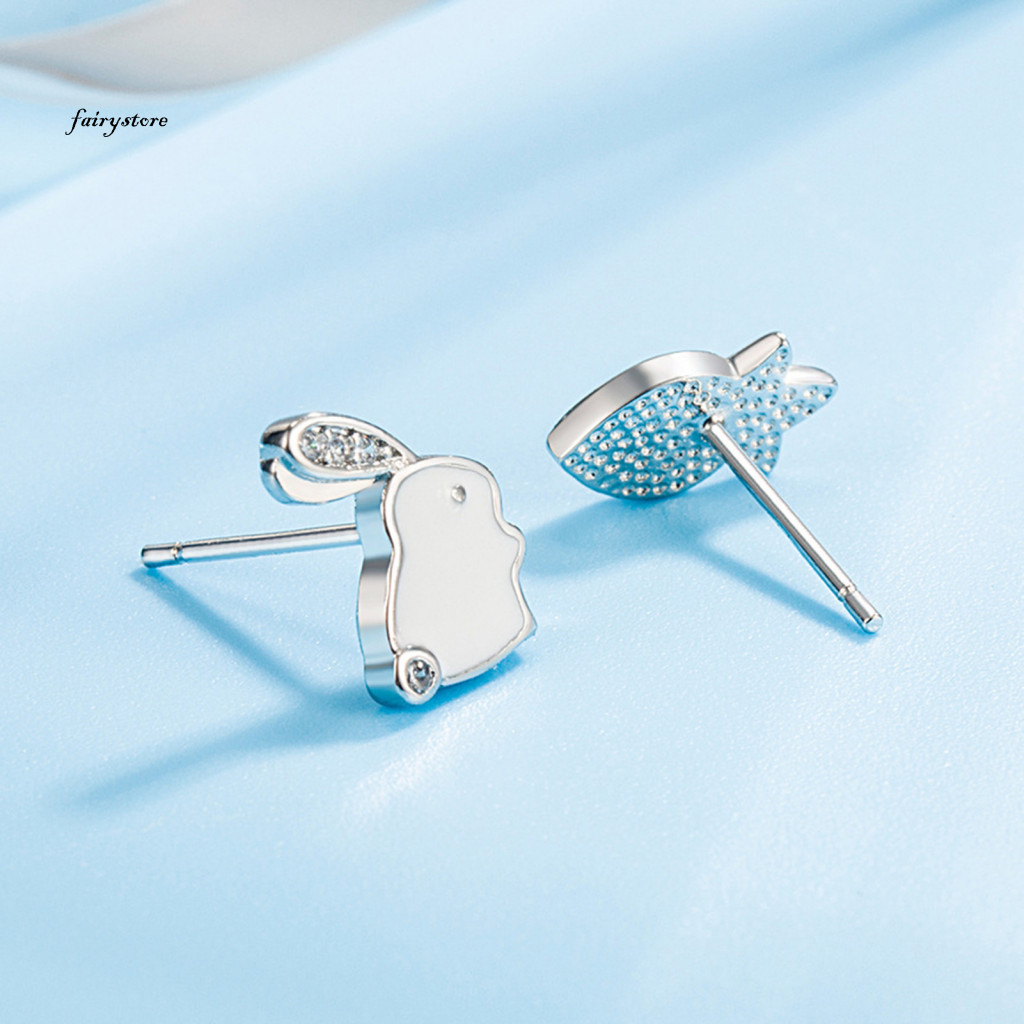Fairystore| 1 Đôi Bông Tai Nhỏ Trang Sức Thời Trang Thỏ Dễ Thương Cà Rốt Nữ Bông Tai Không Gây Dị Ứng