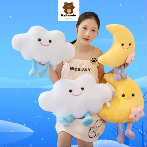 Rytanda Mặt Trăng Sang Trọng Đồ Chơi Mô Phỏng Dễ Thương Mây Trắng Gối Mềm Làm Đầy Sofa Đệm Vui Vẻ Quà Tặng Sinh Nhật Trang Trí Giáng Sinh Trẻ Em Bạn Gái Quà Tặng