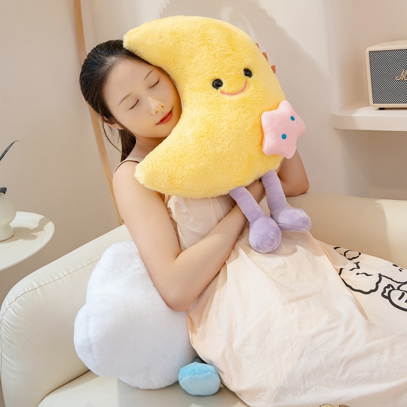 Rytanda Mặt Trăng Sang Trọng Đồ Chơi Mô Phỏng Dễ Thương Mây Trắng Gối Mềm Làm Đầy Sofa Đệm Vui Vẻ Quà Tặng Sinh Nhật Trang Trí Giáng Sinh Trẻ Em Bạn Gái Quà Tặng