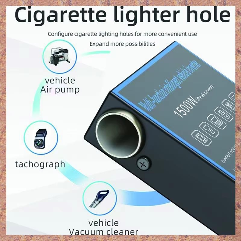 Bộ chuyển đổi bộ sạc tự động 1500W cho ô tô, xe tải, gia đình - Biến tần nguồn 12V / 24V sang 220V với ổ cắm USB điện thoại di động (R F C V)