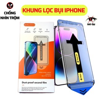 Kính Cường Lực iPhone Khung Tự Dán Chống Nhìn Trộm, Tự Hút Bụi, Bảo Vệ Màng Loa Cho X/XS/11/12/13/14/15/16/17/Pro/Max
