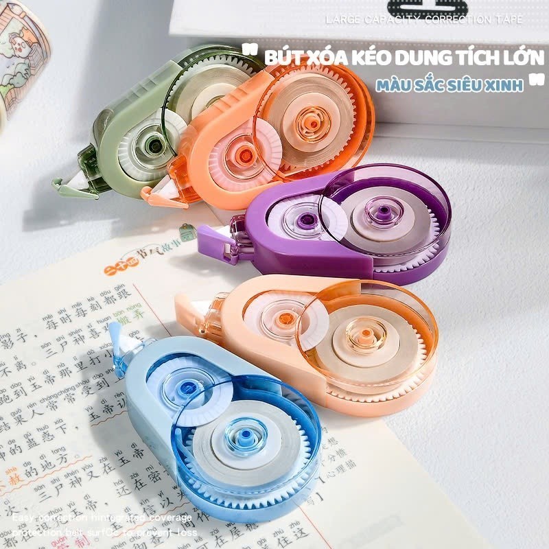 Set 5 Băng Xóa Thiết Kế Hoạt Hình  Văn Phòng Phẩm - Cuộn Băng Keo Xóa Mờ Trong Suốt Sức Chứa Lớn Tiện Dụng