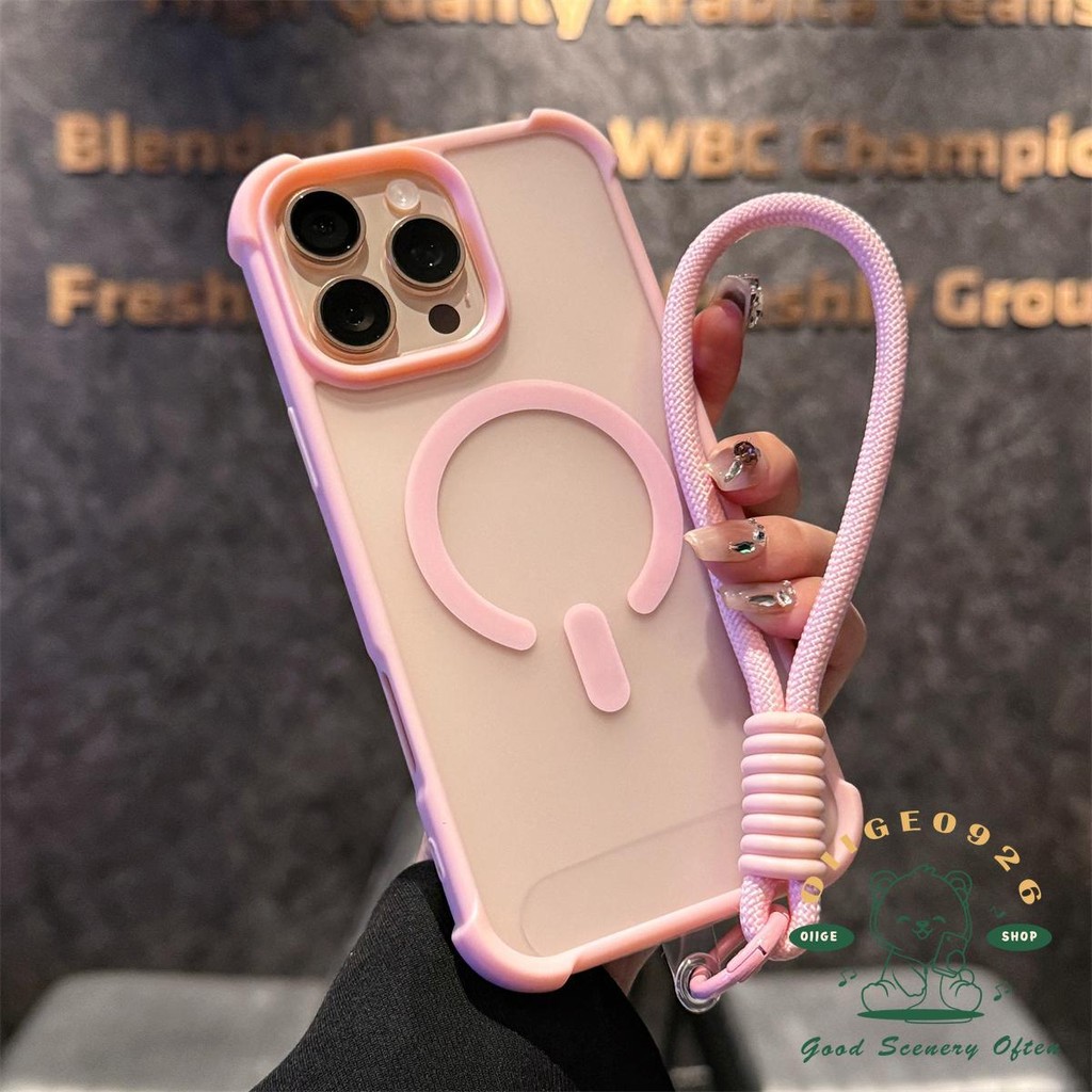 [Vỏ dây buộc] Vỏ điện thoại từ tính mờ túi khí iphone16 Pro Max 15 14 13 12 11 cho vỏ iPhone vỏ mềm TPU chống sốc