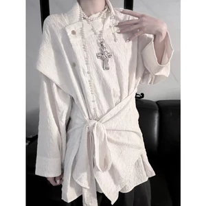 2025 áo sơ mi nam nữ mùa hè mới thiết kế jacquard màu sắc đồng nhất cổ không đều