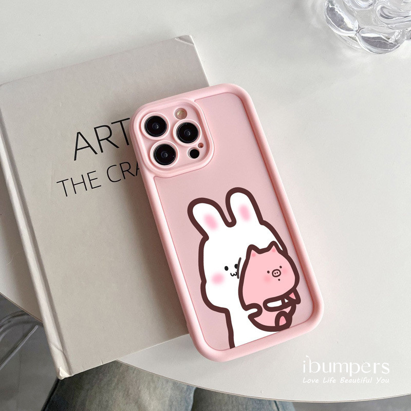 ibumpers Ốp Điện Thoại iPhone Cặp Đôi Họa Tiết Chú Thỏ Dễ Thương Ốp Lưng Dày Dặn Silicon Mềm Chống Rơi Chống Sốc Cho IPhone 16 15 14 12 13 11 Pro Max IP 7 8 Plus X XS XR
