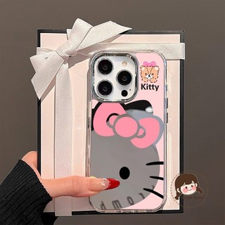 Ốp Điện Thoại Gương HelloKitty Cho Xiaomi Poco X7 M7 Pro F7 Ultra X6 F6 F5 M6 M5S X5 M4 X4 M3 X3 NFC GT M2 Pro 5G 4G Vỏ Hoạt Hình Sang Trọng Màu Hồng Dễ Thương Chống Rơi Vỏ Mềm
