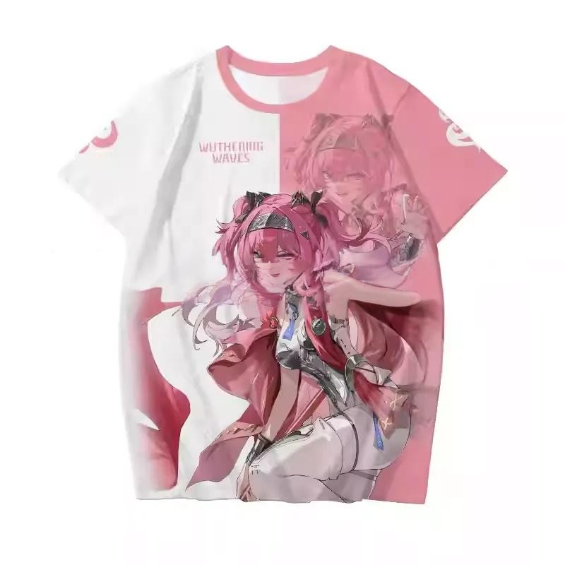 GN Wuthering Waves Lupa Cosplay Áo Thun Mùa Hè Anime Tay Ngắn Full Graphic Top