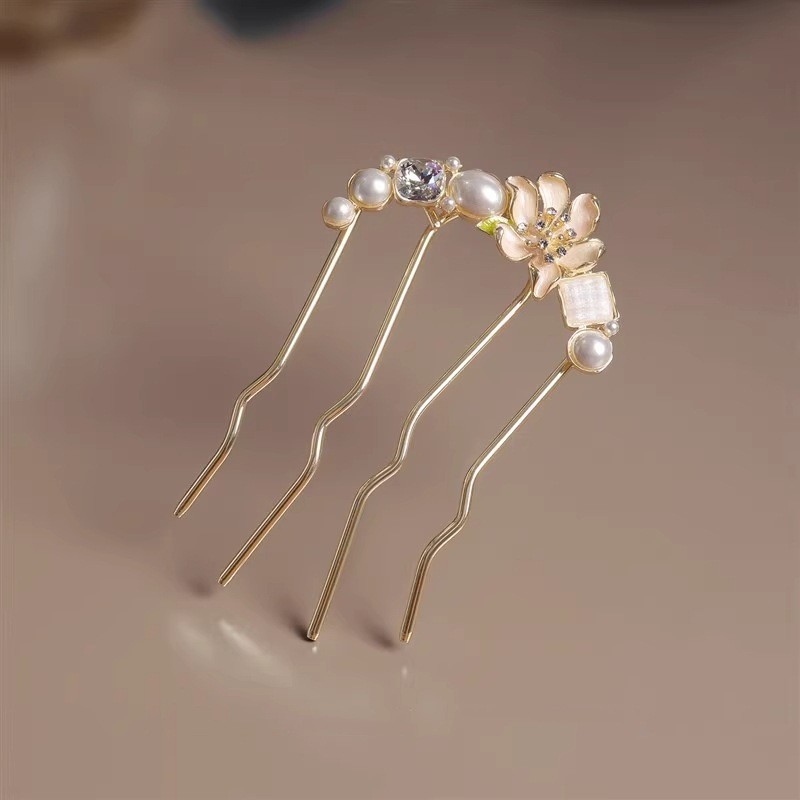 MAUROPOLI Retro Sang Trọng Ngọc Trai Ánh Sáng Sang Trọng Kim Cương Giả Hoa Mới Phong Cách Trung Hoa Tạo Kiểu Tóc Dụng Cụ Tiện Dụng Mũ Đội Đầu Bé Gái