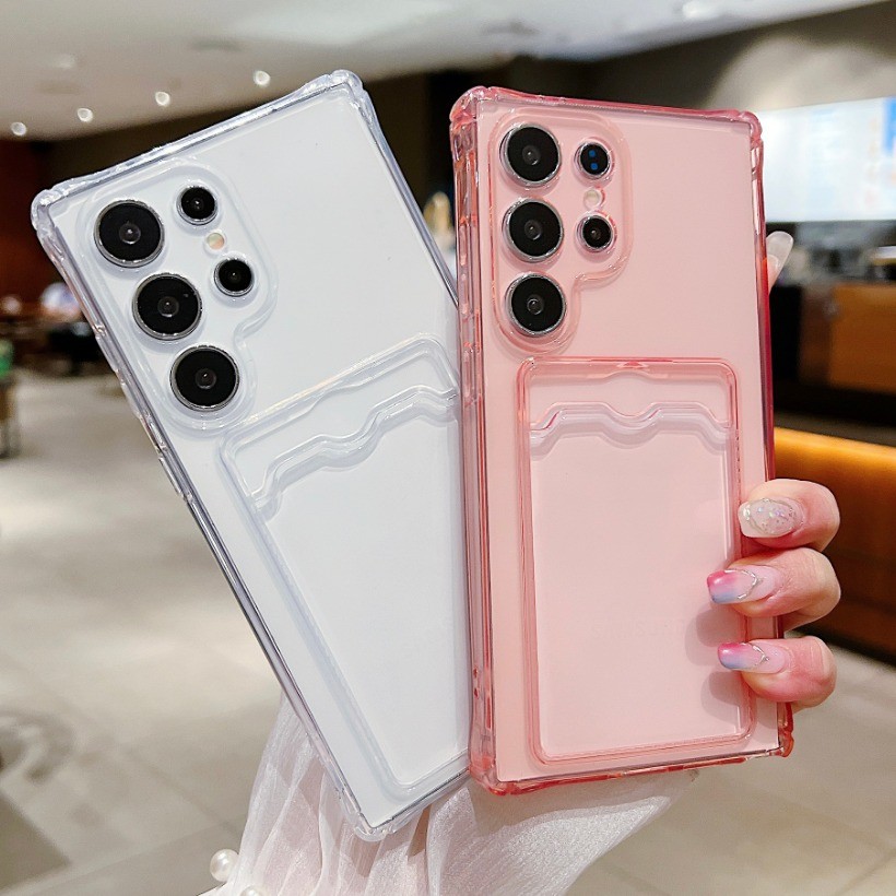 Ốp Lưng Đựng Thẻ Cho OPPO A3 Pro A80 A3X A3 A40 A60 Reno 13 13F 12F 11F Reno 6 8 7 5G Ốp Điện Thoại Trong Suốt Màu Kẹo Túi Khí TPU Khe Cắm Thẻ Bao