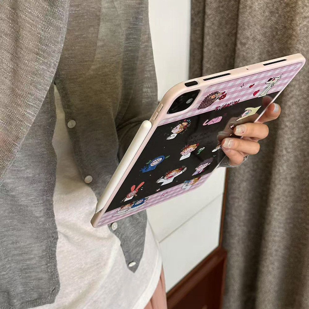 Vỏ Acrylic Cứng Tuya Cô Gái Vui Nhộn Bunny Cover Cho Mini6 Mini7 A17Pro IPad 5 6 7 8 9 10 11 A16 Air 2 3 4 5 6 Air 11 M2 Pro10.5 10.2 "Pro11 2018 2020 2021 2022 M4 Pro13 2024 2025