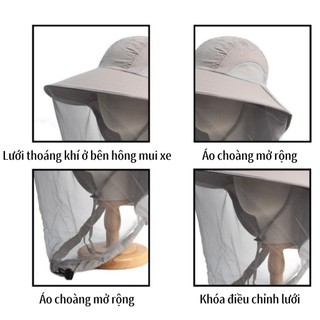 Mũ chống muỗi Mùa Hè Chống Muỗi Lưới Gạc Lưới Che Mũ Xô Mặt nạ Lưới Chống Nắng Cho Mũ Chống,Mũ chống nắng cắm trại