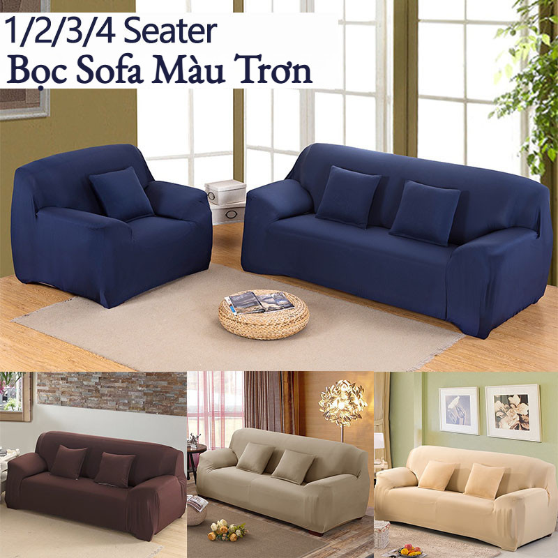 1/2/3/4 Vỏ Bọc Ghế Sofa,Bọc Sofa Màu Trơn,Bọc Sofa Co Giãn Cho Phòng Khách,Vệ Đệm Ghế Sofa Vải Thun Mại Co Giãn