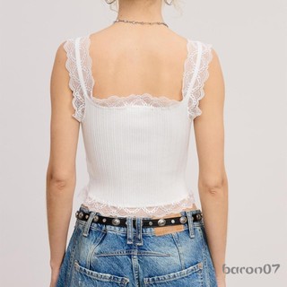 Nữ Camisoles Slim Fit Phong Cách Ren Chắc Chắn Viền Nút Xuống Spaghetti Dây Crop Tank Tops
