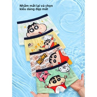 Quần lót bé trai Crayon Shinchan – Quần boxer lưới mát mẻ, chất liệu ice silk co giãn thoáng khí