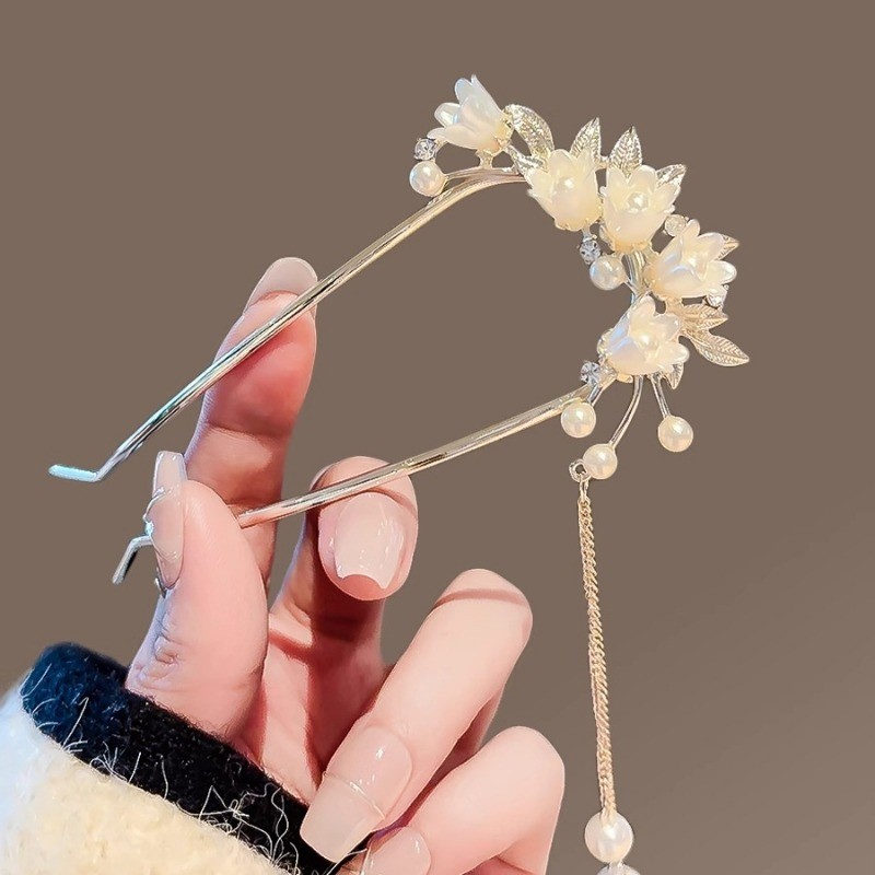 MAUROPOLI [Sẵn Sàng] Phong Cách Retro Bướm Hoa Hồng Cao Cấp Cuộn Kim Loại Tóc Dụng Cụ Tiện Dụng Đơn Giản Đi Lại Sang Trọng Chèn Tóc