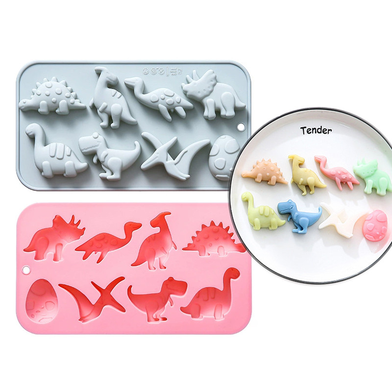 8 Khoang Khủng Long Kỷ Jura Chủ Đề Khuôn Silicon Nướng Bánh Xà Phòng Handmade Khuôn Bánh Sô Cô La Khuôn Làm Bánh DIY