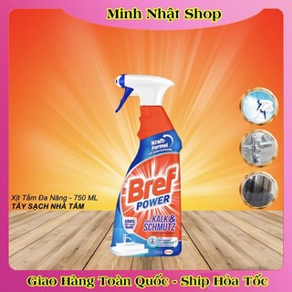 [Mẫu mới nhất] Chai Xịt Tẩy Cặn Canxi Inox Bref Power Dung Tích 750ml Vệ Sinh Vòi Sen, Vách Kính -Hàng Nội Địa Đức