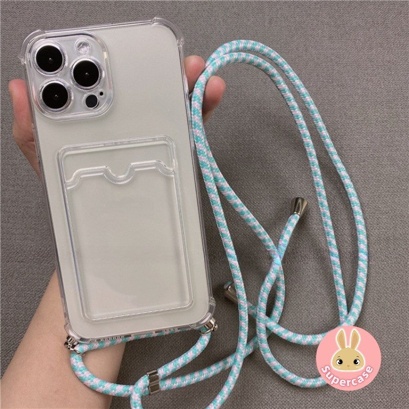 Có Dây Đeo Ngang Trong Suốt Ốp Lưng Điện Thoại OPPO Reno 13 13F 12F 11F 8 7 6 A60 A5S A3S A12 A12E A9 A5 2020 5G 4G Vỏ Đựng Thẻ Vỏ Mềm Có Dây Đeo Nhiều Màu