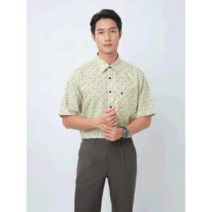 Sơ mi tay ngắn lai ngang VIETTIEN SMART CASUAL vải Bamboo phom REGULAR VT00000383