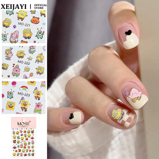 Miếng dán móng nghệ thuật SpongeBob, hình gấu, thỏ, Patrick, ngôi sao dễ thương, decal dập nổi, trang trí móng tay, dụng cụ làm móng cho tiệm nail
