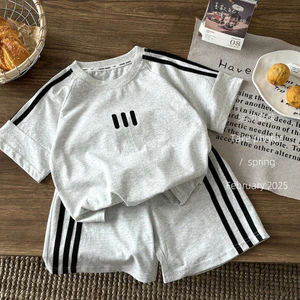 Trẻ Em Mùa Hè Ngắn Tay Phù Hợp Với Áo Thun Hai Mảnh Cotton Nguyên Chất Phiên Bản Hàn Quốc Vừa Lớn Trẻ Em Phù Hợp Với Tất Cả Trận Đấu Khâu Bé Trai Bé Gái Phù Hợp Với Kích Thước 8O-170 POYW