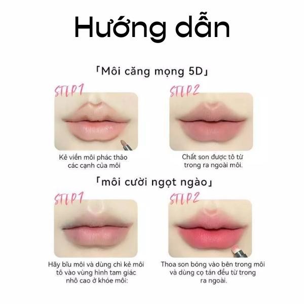 Chì Kẻ Viền Môi 2 Đầu PINKPUNK Lip Liner 3in1 Bút Kẻ Bọng Mắt Dễ Vẽ Lâu Trôi