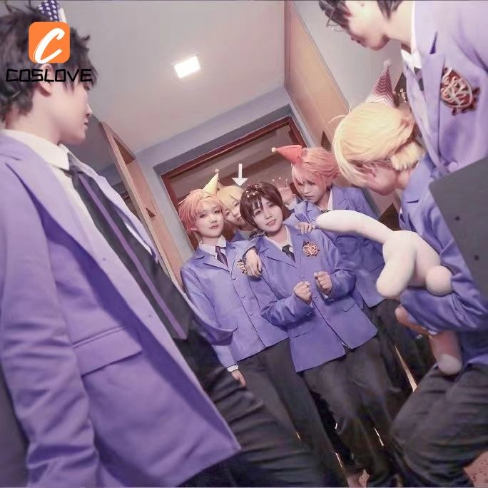 Anime Ouran Trường Trung Học Chủ Câu Lạc Bộ Cosplay Quần Áo Trọn Bộ Trang Phục Trang Phục Cho Người Đàn Ông Tím Đồng Phục Cosplay Đảng
