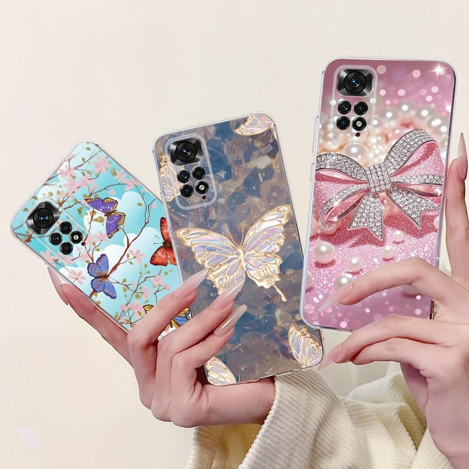 Vỏ Bướm Hoa Sang Trọng Cho Xiaomi Poco M4 Pro 4G 5G PocoM4 M4Pro M 4 Ốp điện thoại Mềm Trong Suốt Ốp điện thoại Nơ Trái Tim Tình Yêu