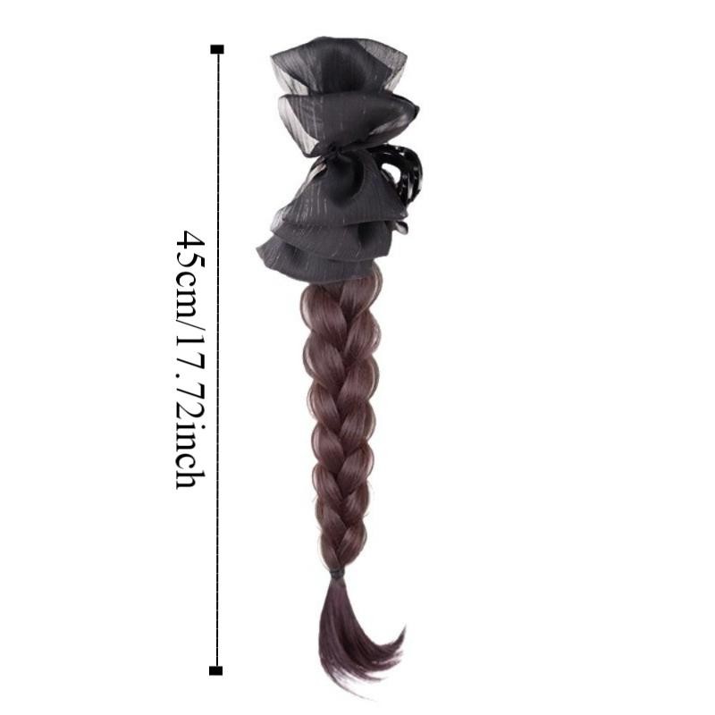 GOJO Twist Braid Tóc Giả Tổng Hợp, Kẹp Nơ Đuôi Ngựa Cloud Bubble Cao, Phụ Kiện Tóc Cho Nữ