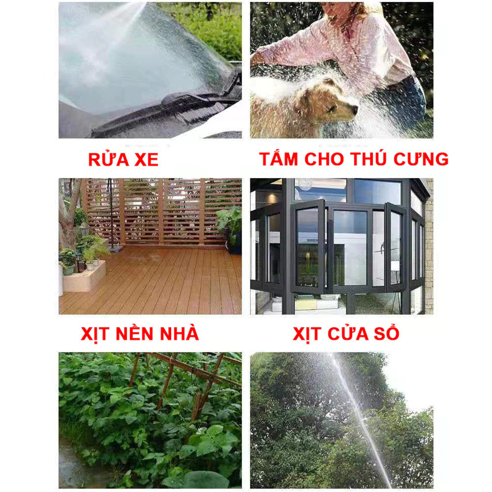 Vòi Xịt Tăng Áp 8 Chế Độ Xịt Rửa Xe Gia Đình, Tưới Cây, Dọn Dẹp Rửa Sân Kèm Súng Phun Tự Động