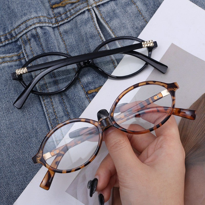 Retro Hình Bầu Dục Kính Khung Nhựa Tối Giản Cổ Điển cho Nam và Nữ Phụ Kiên Thời Trang