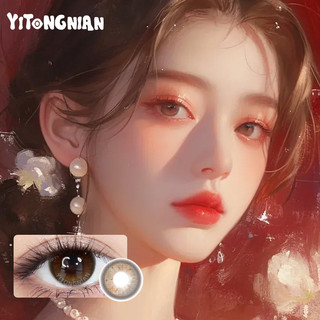 YI TONG NIAN {Spot} Ống kính tiếp xúc màu sắc tươi tắn Đường kính lớn 14,5mm Trang điểm mắt Ống kính tiếp xúc màu nâu