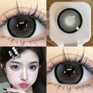 YI TONG NIAN {Spot} Ống kính tiếp xúc màu sắc tươi tắn Đường kính lớn 14,5mm Trang điểm mắt Ống kính tiếp xúc màu nâu đen