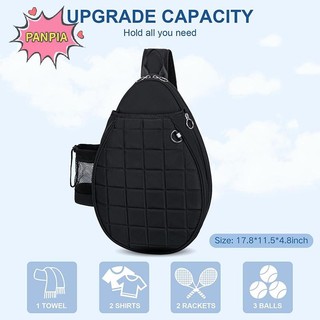 [PNPIA] Túi Tennis, Ba Lô Tennis Quilted Chứa 2 Vợt, Túi Pickleball Sling Chống Thấm Nước Cho Nữ, Nam Và Thanh Niên Boutique
