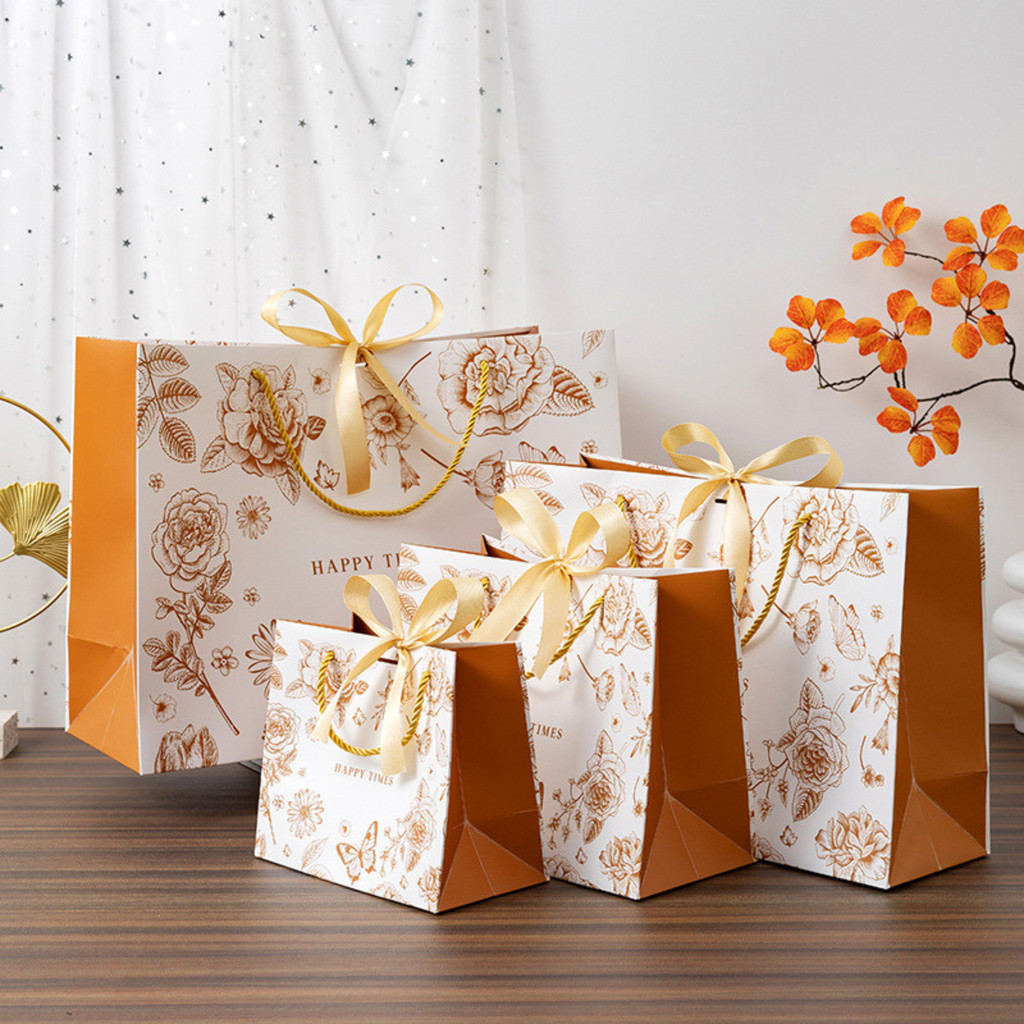 [Combo 2] Túi giấy Happy Times trắng cam TU69 đựng quà sinh nhật, sự kiện, đồ lưu niệm cho bạn bè người thân