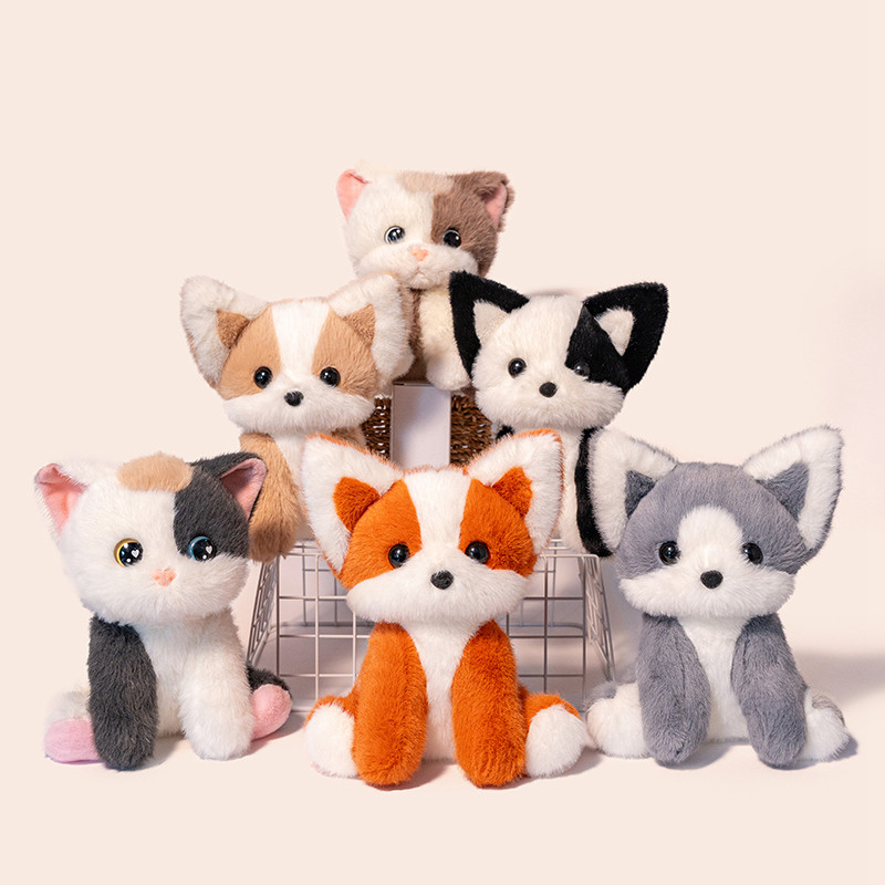 Rytanda Cáo Búp Bê Mô Phỏng Dễ Thương Mèo Gối Chó Husky Mềm Động Vật Đồ Chơi Trẻ Em Làm Dịu Bạn Gái Sinh Nhật Quà Tặng Giáng Sinh Trang Trí Phòng Ngủ