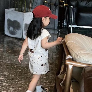 Váy thun ngắn tay bé gái cotton in họa tiết dễ thương, váy trẻ em vừa và nhỏ