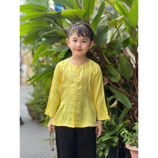 thời trang đồ bộ trẻ em, bà ba gấm quần đen cho bé