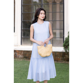 SWANLAKE |  Váy Đầm Sát Cánh Hè Phom Suông Cổ Tròn Trơn Đuôi Cá Vải Tơ Có Lót D11519