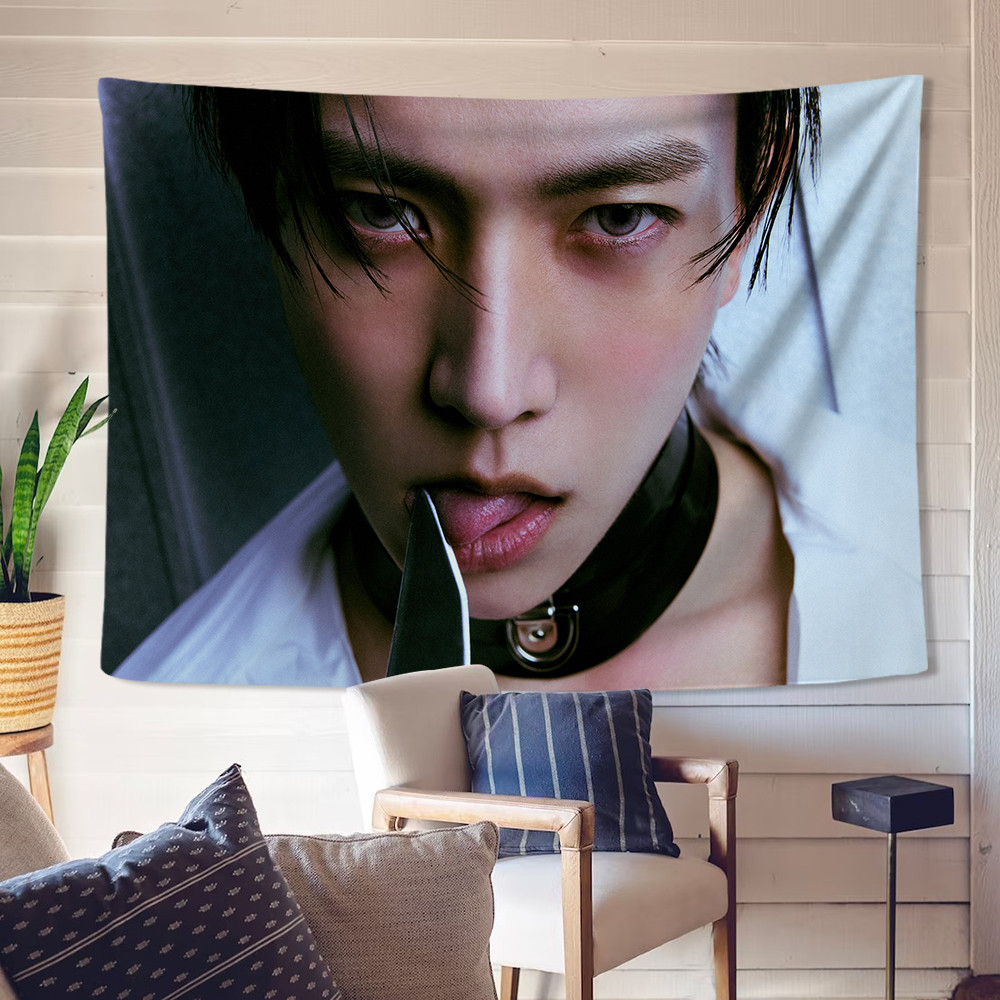 ENHYPEN 'DESIRE: Tấm thảm treo tường UNLEASH' có kẹp Tấm thảm Polyester Treo tường phòng ngủ