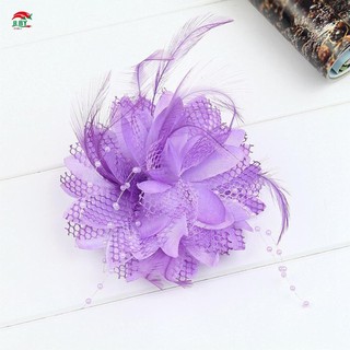 Phụ Nữ Tóc Lưới Hoa Lông Vũ Hạt Corsage Trâm Cài Cô Dâu Barrettes